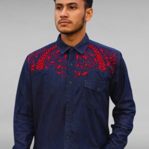 Camisa de tela comercial bordada, Tenango de Doria, Hgo.