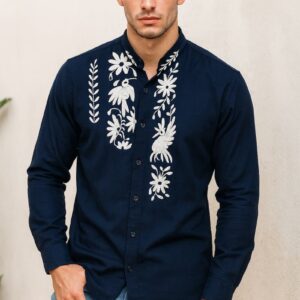 Camisa lino tradicional Otomí, Tenango de Doria, Hgo.