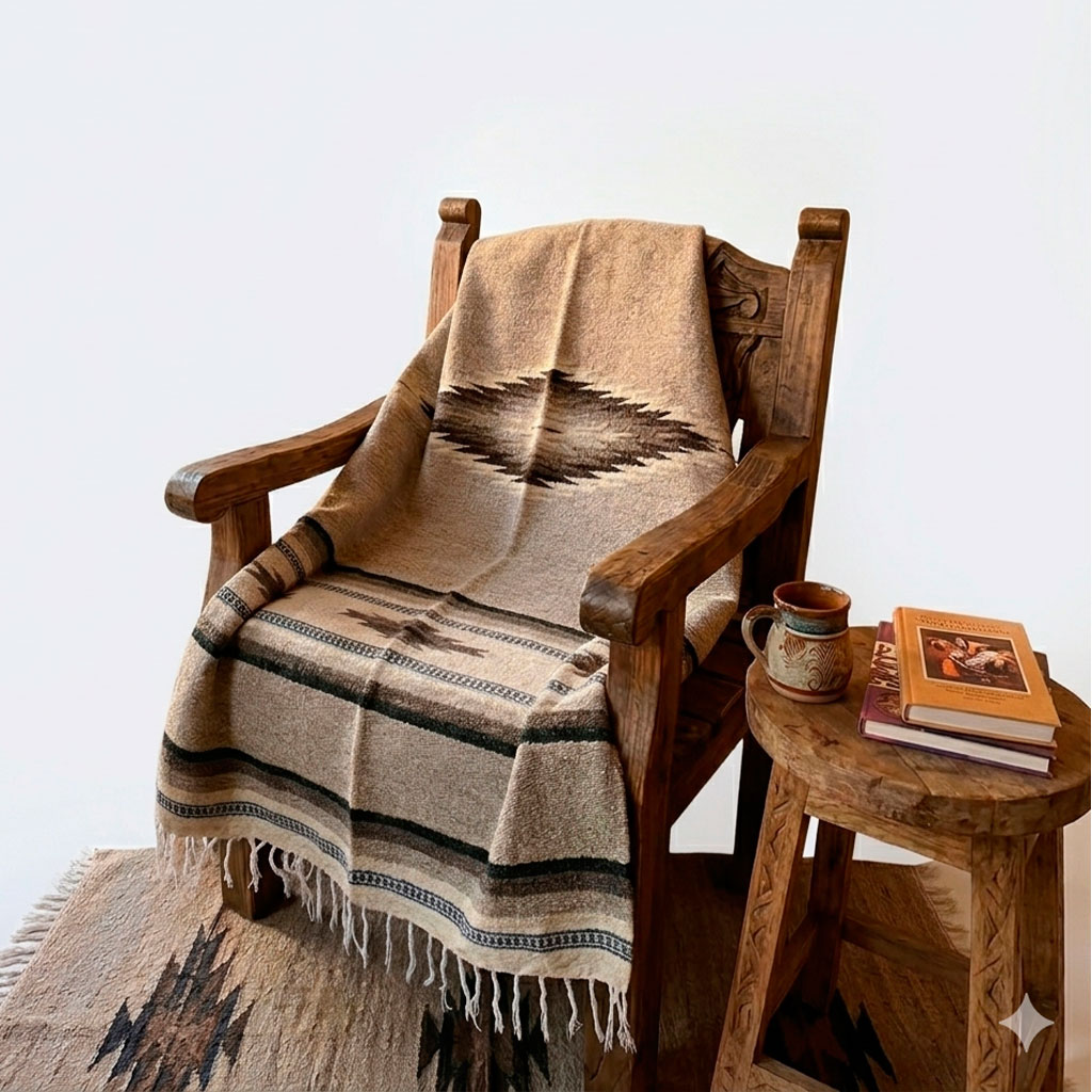 Sobrecama tradicional "sarape" - Aztatlà, Tlaxcala - Imagen 3