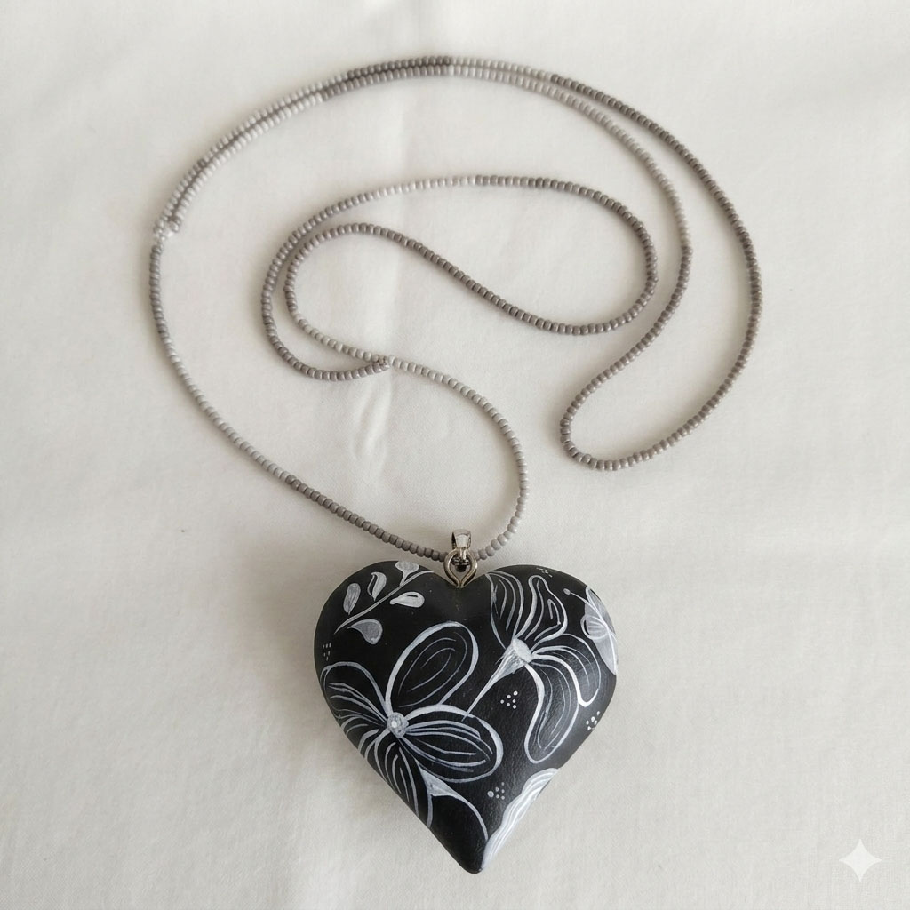 Collar de corazón alebrije madera - Tilcaxitl Oaxaca. - Imagen 2