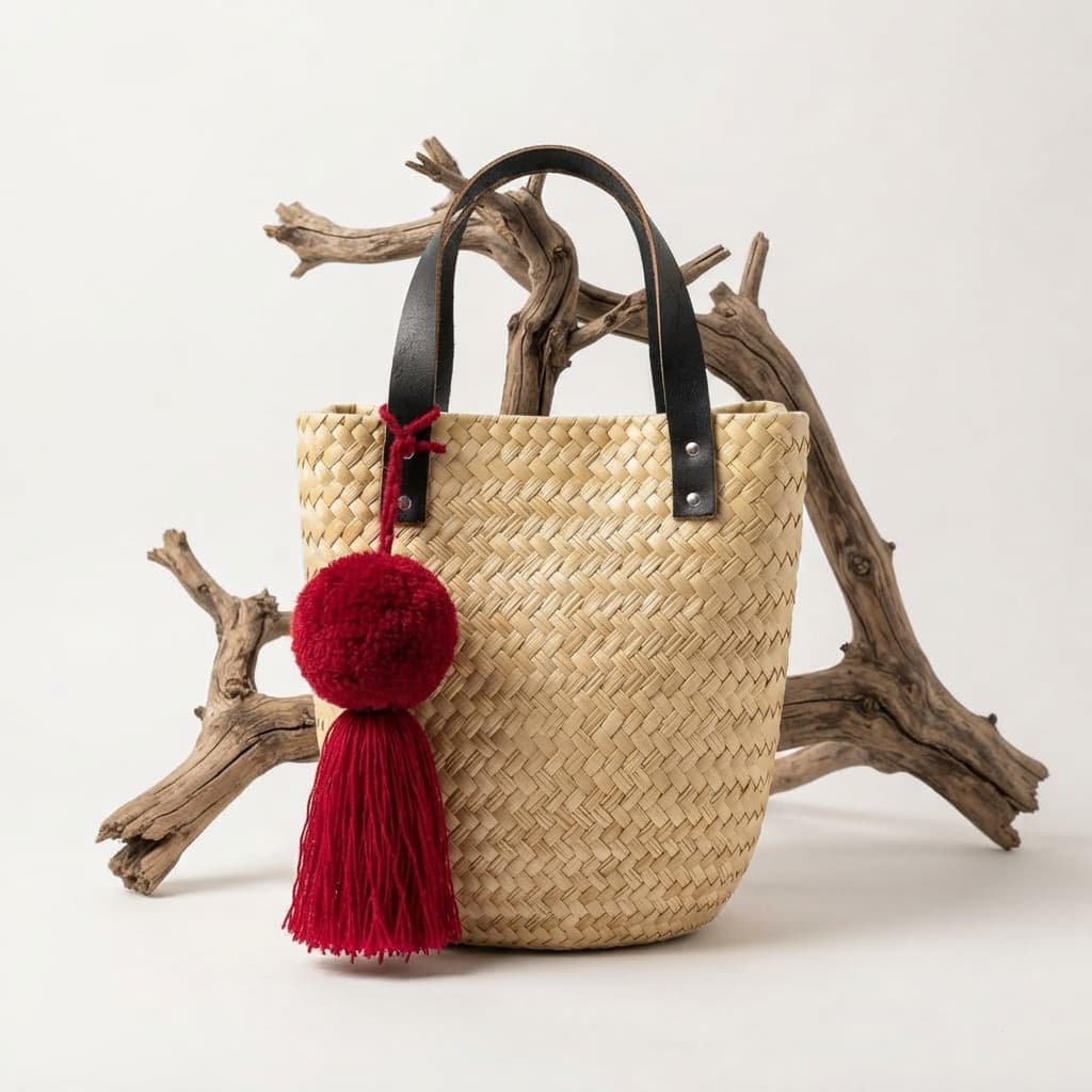 Bolso con pompón-San Luis Amatlán, Oaxaca.
