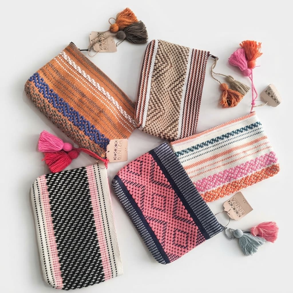 Bolso Cosmetiquera con pompón- Santo Tomas Jalieza, Oaxaca. - Imagen 2