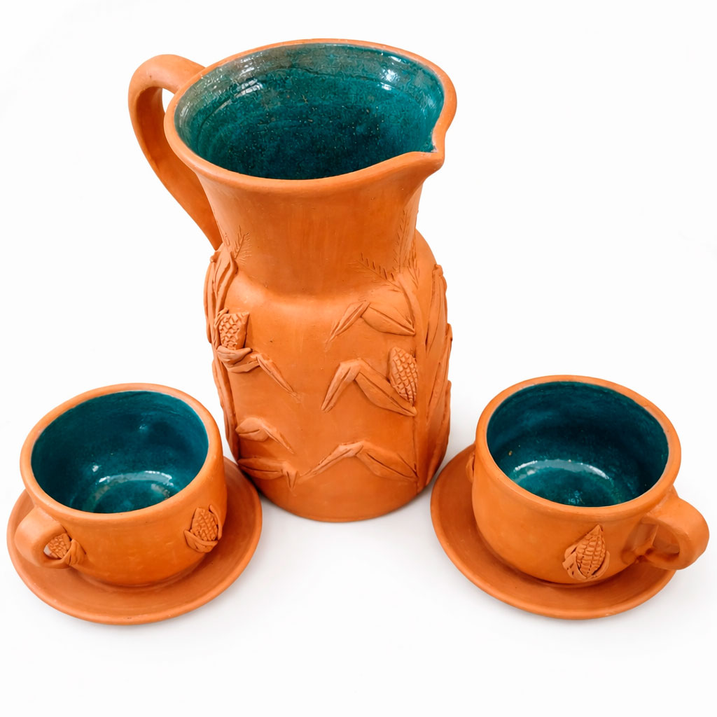 Juego de jarra con tazas -Satiago, Tenextatiloyan Puebla - Imagen 2