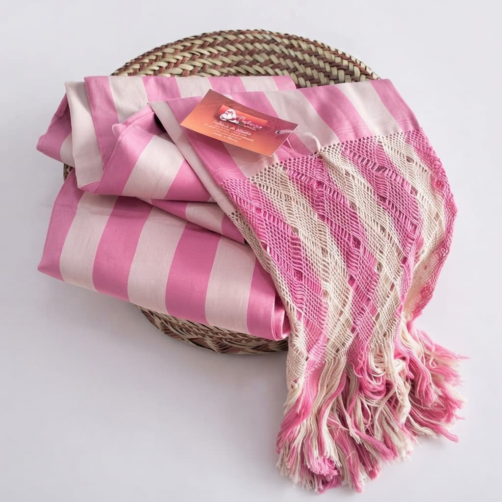 Rebozo tradicional estándar de líneas -Tenancingo, Edo de México. - Imagen 3