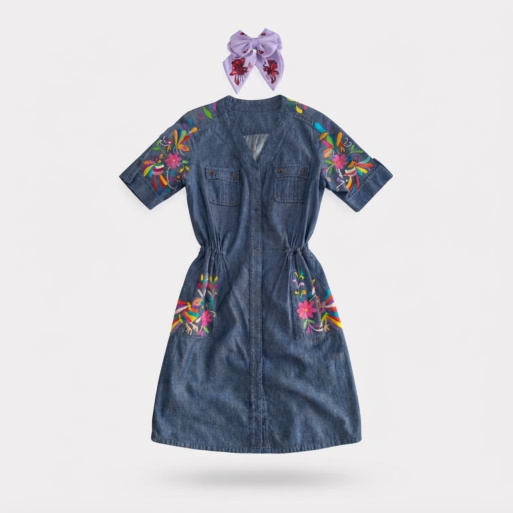 Vestido Contemporáneo Mezclilla -Tenango de Doria, Hgo. - Imagen 3