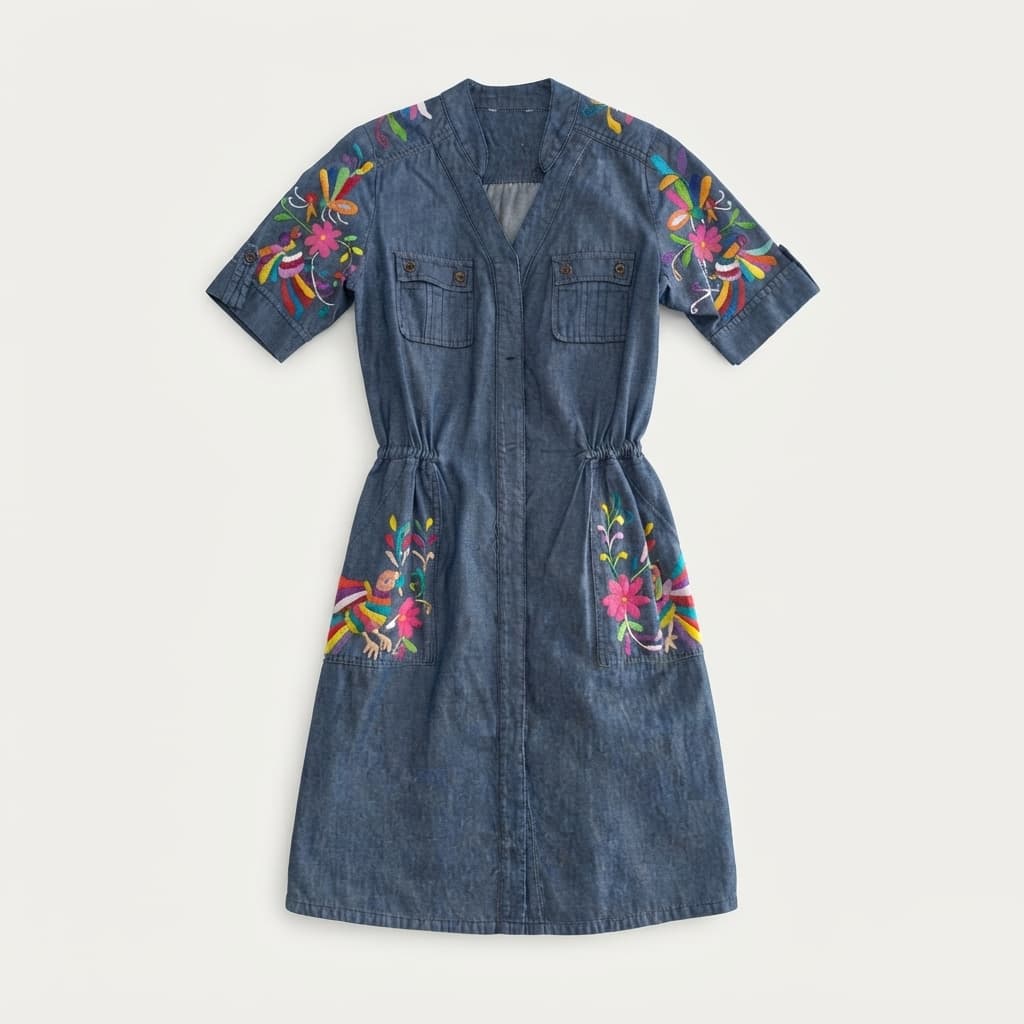 Vestido Contemporáneo Mezclilla -Tenango de Doria, Hgo. - Imagen 2