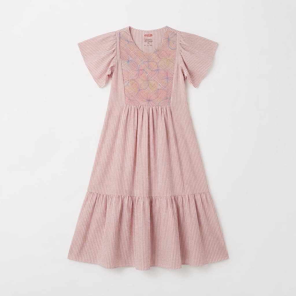 Vestido largo contemporáneo Mahe rayado-Istmo Tehuantepec, Oaxaca. - Imagen 2