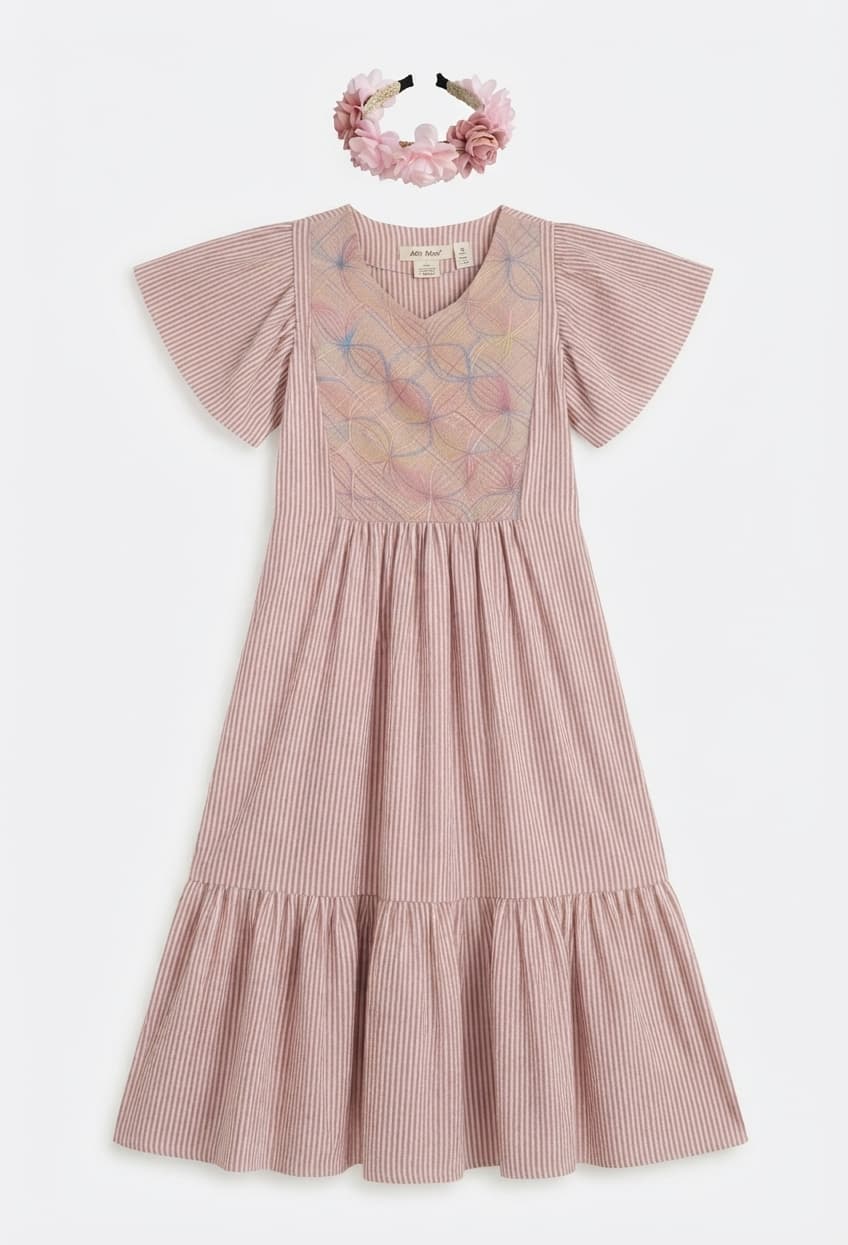 Vestido largo contemporáneo Mahe rayado-Istmo Tehuantepec, Oaxaca. - Imagen 3