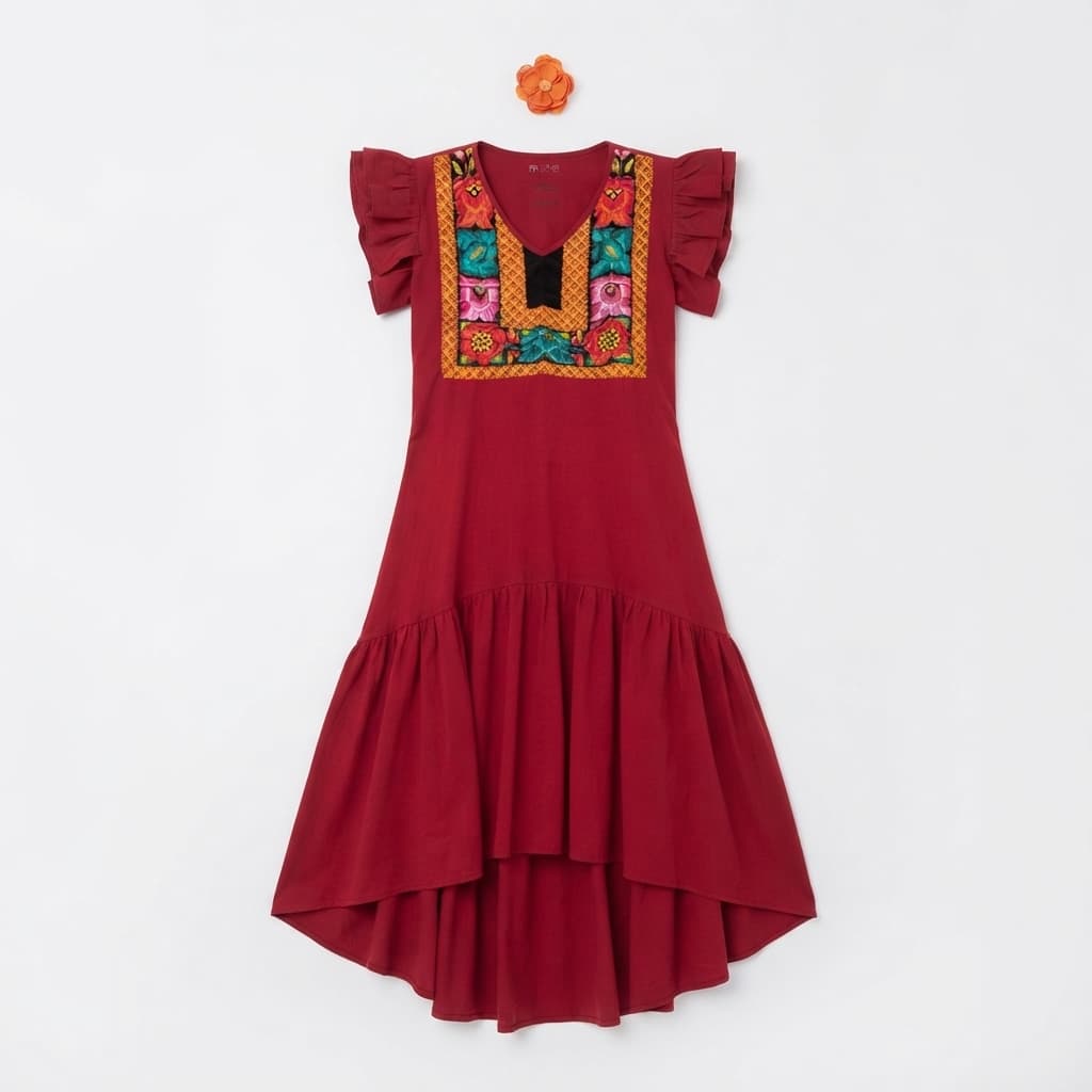 Vestido largo contemporáneo Mahe Istmo Tehuantepec, Oaxaca. - Imagen 2