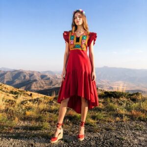 Vestido largo contemporáneo Mahe Istmo Tehuantepec, Oaxaca.