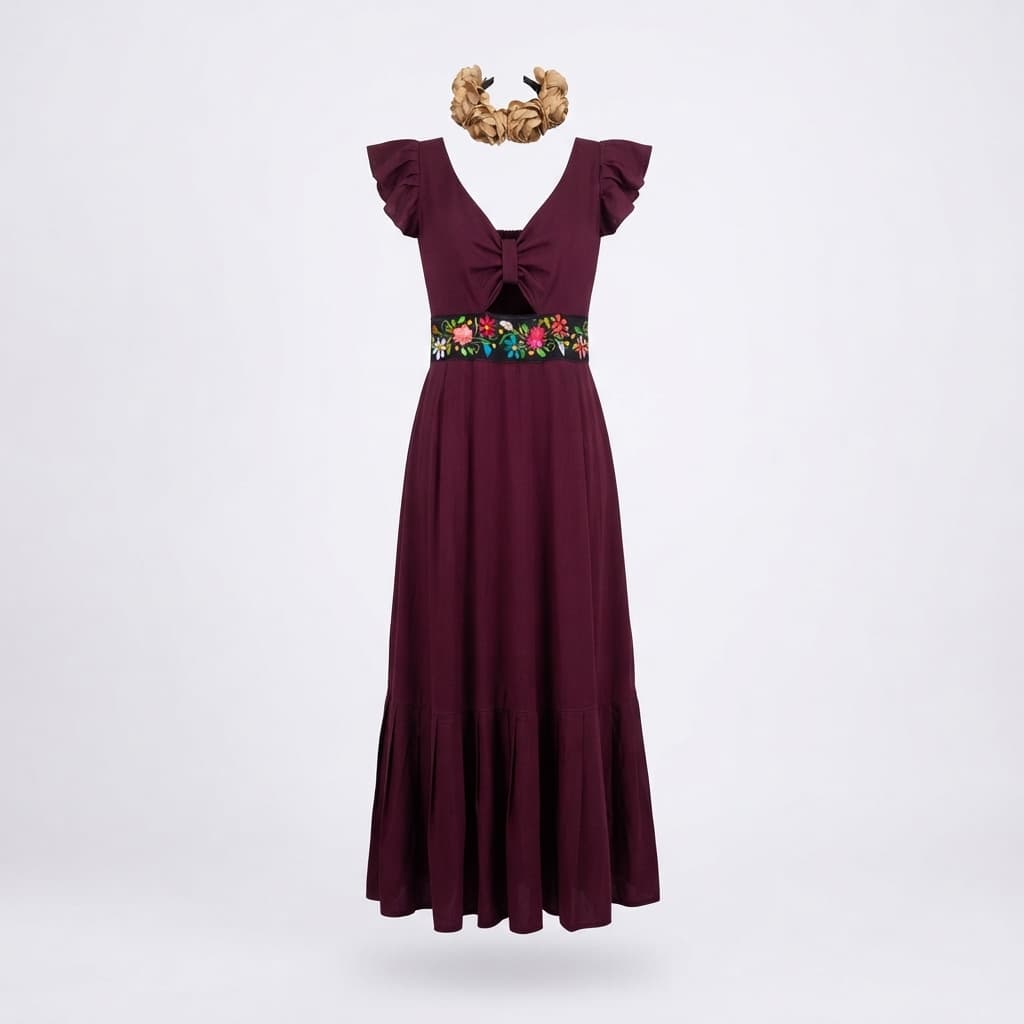 Vestido contemporáneo largo Mahe - Istmo Tehuantepec, Oaxaca - Imagen 3